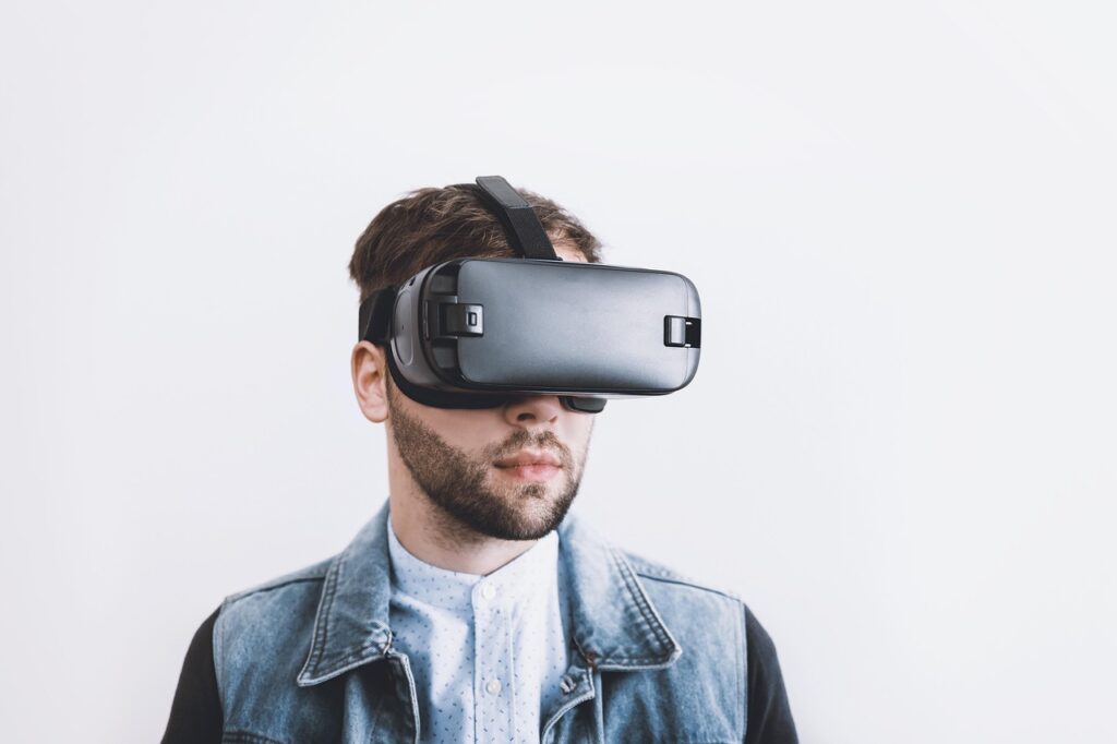 virtual, virtual reality, technology, reality, digital, 3d, headset, device, entertainment, modern, goggles, glasses, tech, simulation, game, gadget, person, man, metaverse, vision, futuristic, cyber, simulator, video